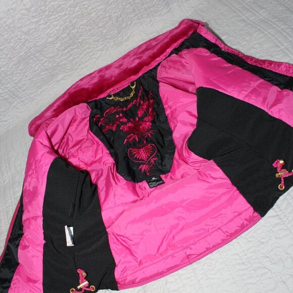 Obermeyer Womens Vintage Ski Snowboard Jacket Coat Pink Black Size 2 Embroidery - Picture 5 of 15